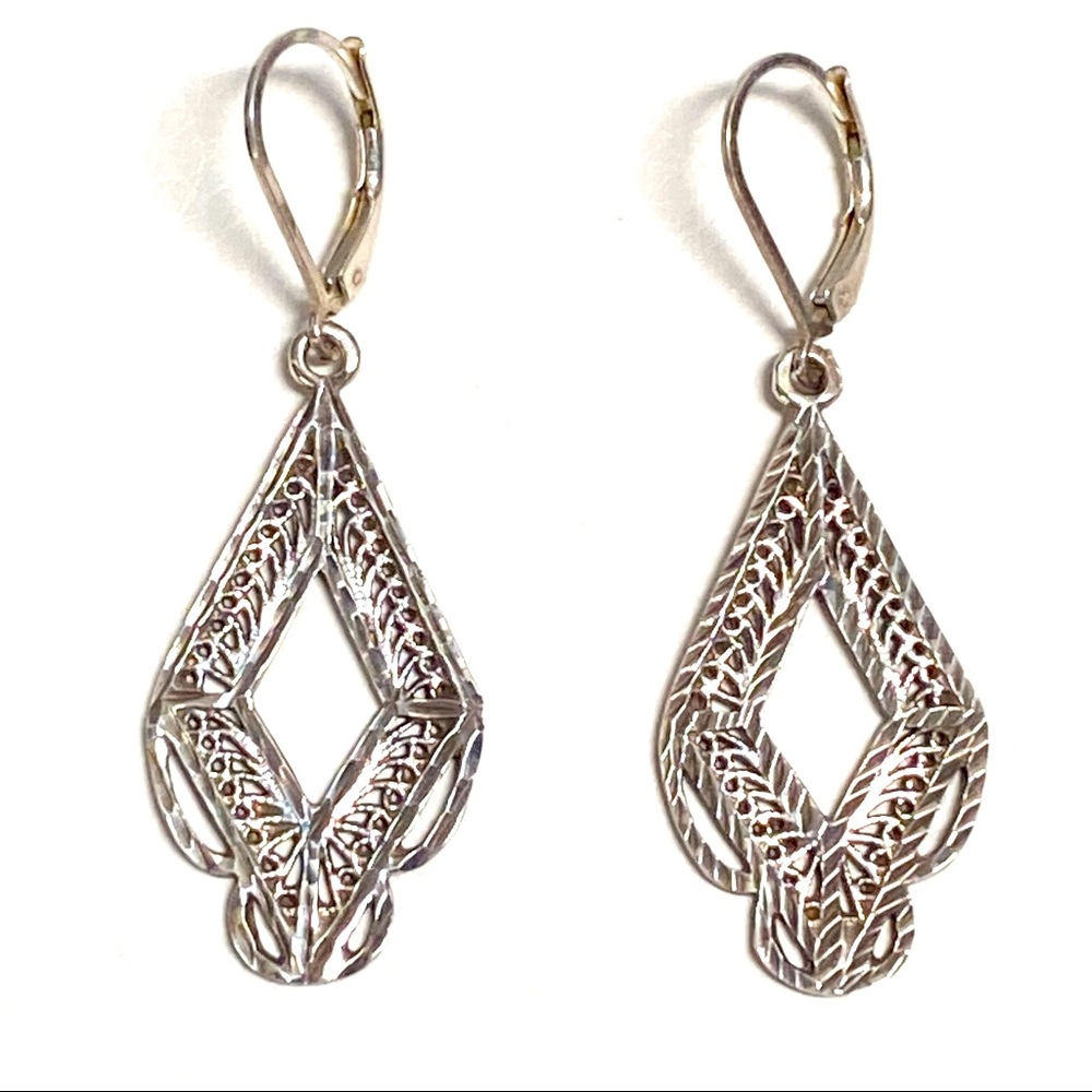 STERLING SILVER Dangling Leverback Earrings